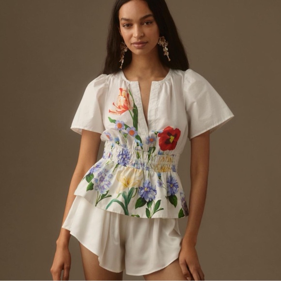Anthropologie Tops - Anthropologie SOMERSET Blouse Short-Sleeve Top